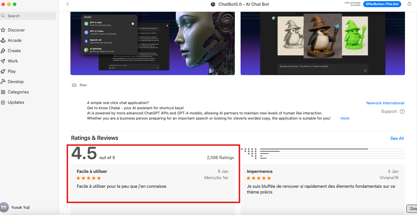 macOS app ratings