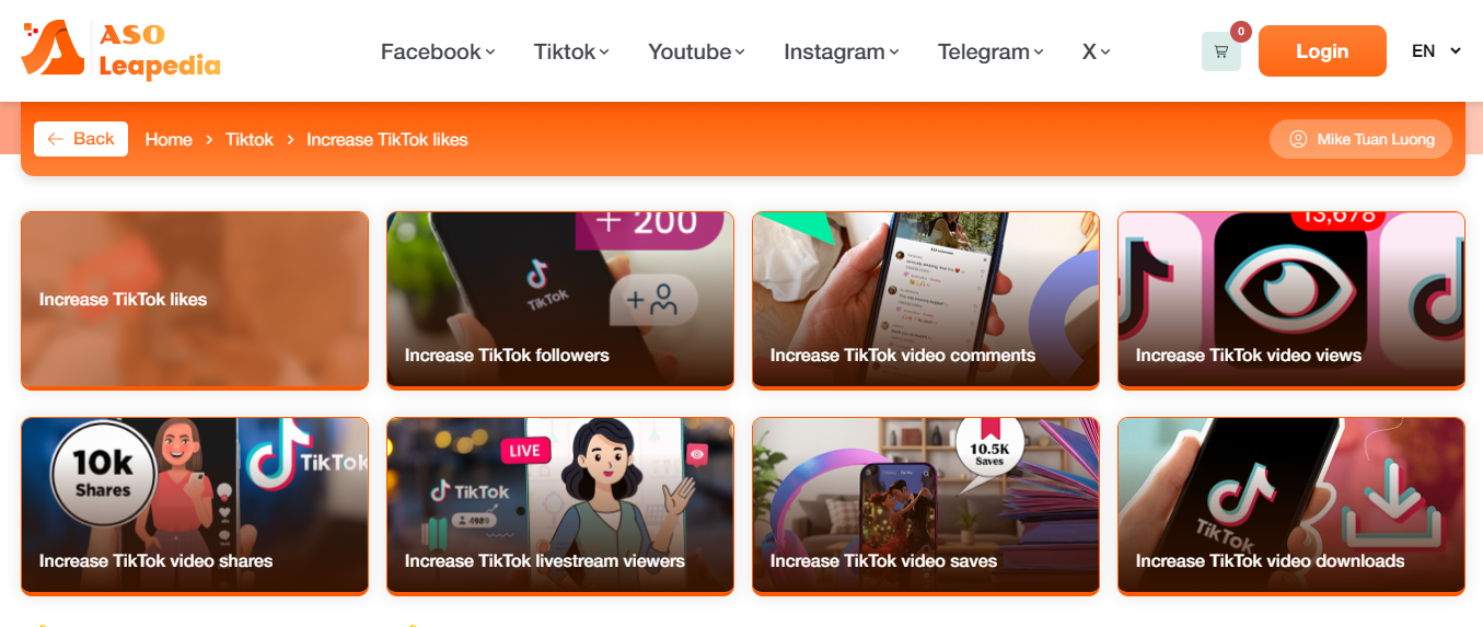 Increase TikTok Likes with ASOLeapedia's Services safely, professionally, and effectively.